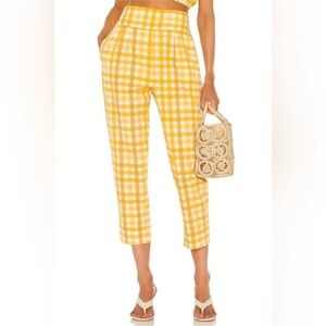 S/W/F Revolve Jolie Gingham Yellow Tapered Pants